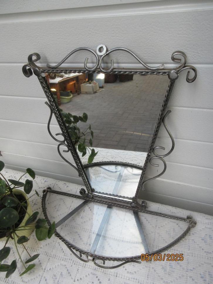smeedijzeren - hal - spiegel, Huis en Inrichting, Woonaccessoires | Spiegels, Gebruikt, 50 tot 75 cm, Minder dan 100 cm, Rechthoekig