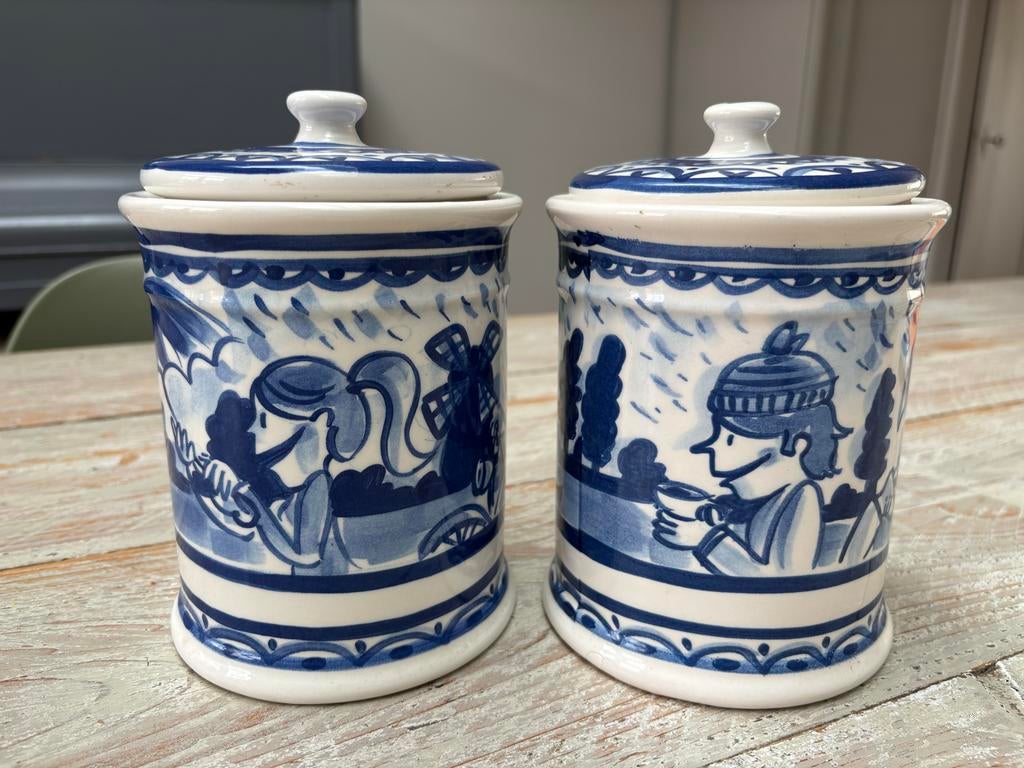Blond Amsterdam Delfts Blauw Voorraadpotten Set van 2, Ophalen, Gebruikt, Overige materialen, Pot, Bus of Blik