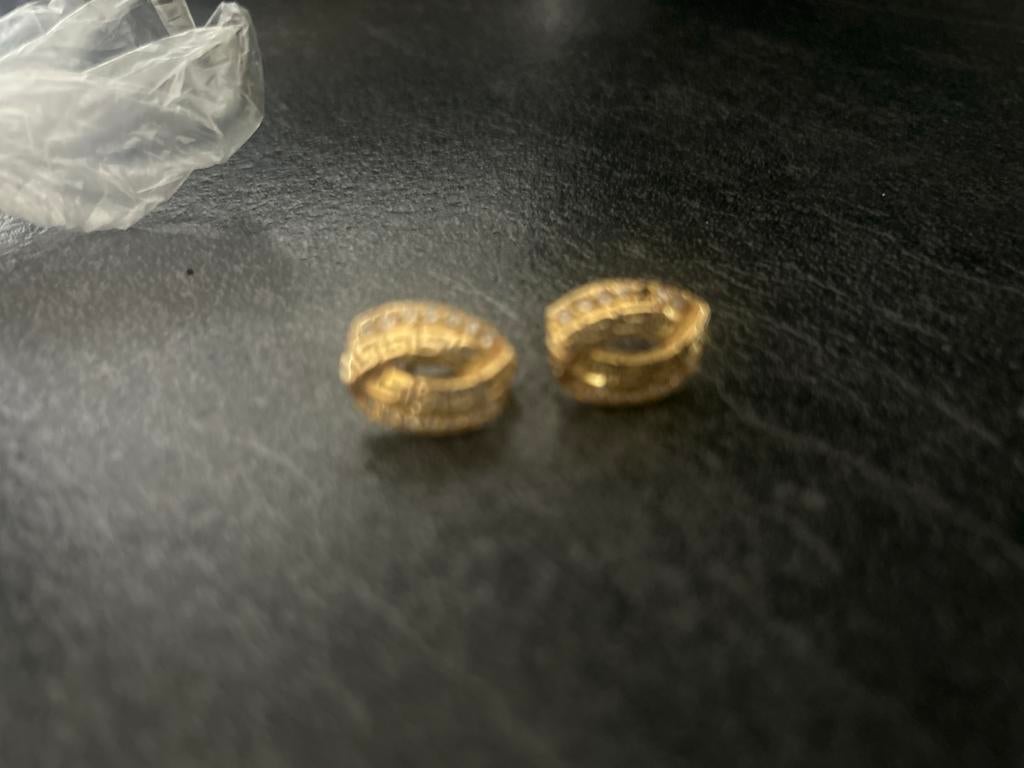 Gouden oorbellen 18 karaat, Met kristal, Ophalen of Verzenden, Goud, Hangers