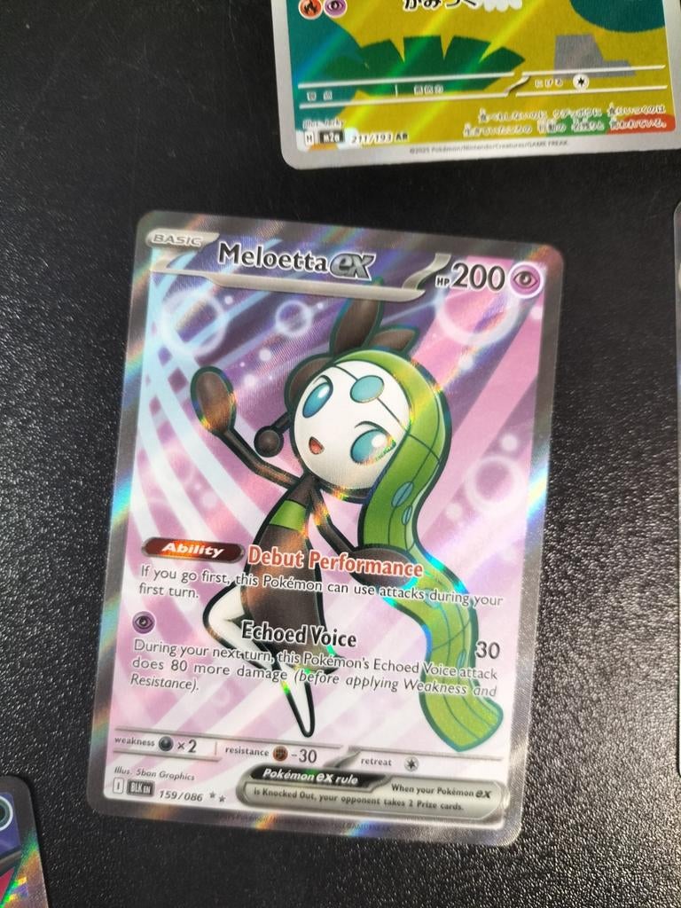 Meloetta EX Pokémon Kaart - Full Art Holo 159/086, Ophalen of Verzenden, Zo goed als nieuw, Losse kaart, Foil