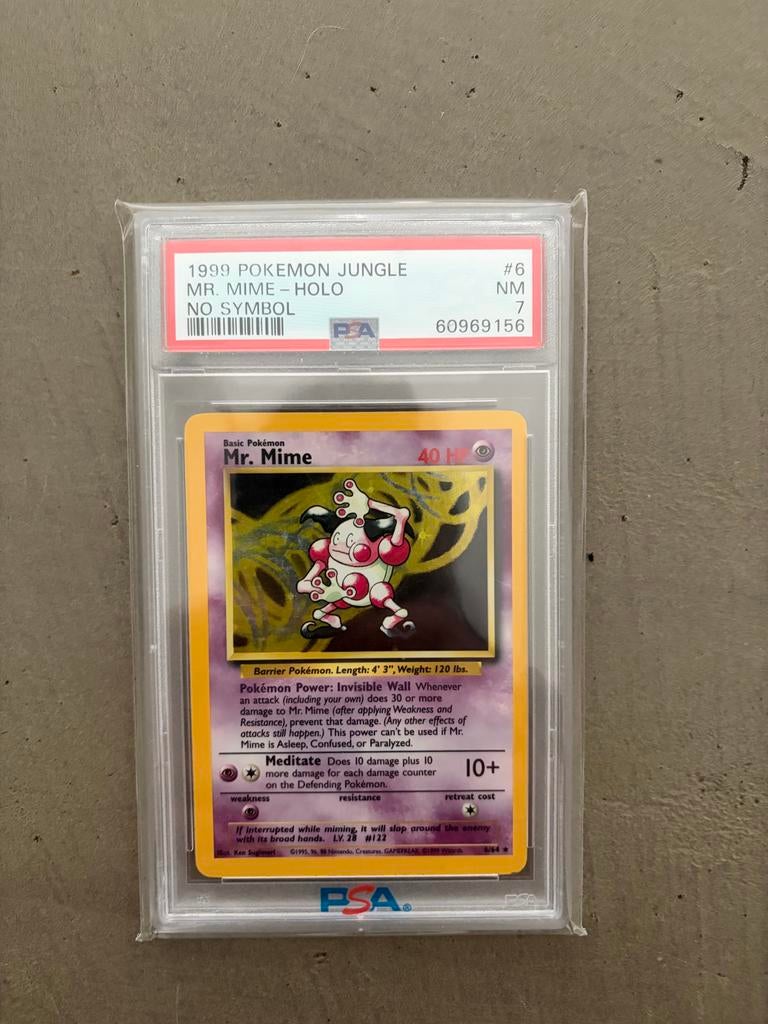 Mr. Mime Holo Jungle (No Symbol) PSA 7 Pokémon Kaart, Hobby en Vrije tijd, Verzamelkaartspellen | Pokémon, Ophalen of Verzenden