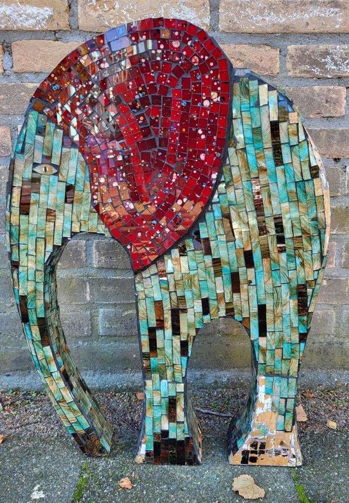 Vintage/Handmade/Mozaïek/Olifant, Ophalen of Verzenden