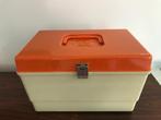 Grote retro vintage naaidoos naaikoffer oranje beige, Ophalen of Verzenden, Gebruikt, Overige typen