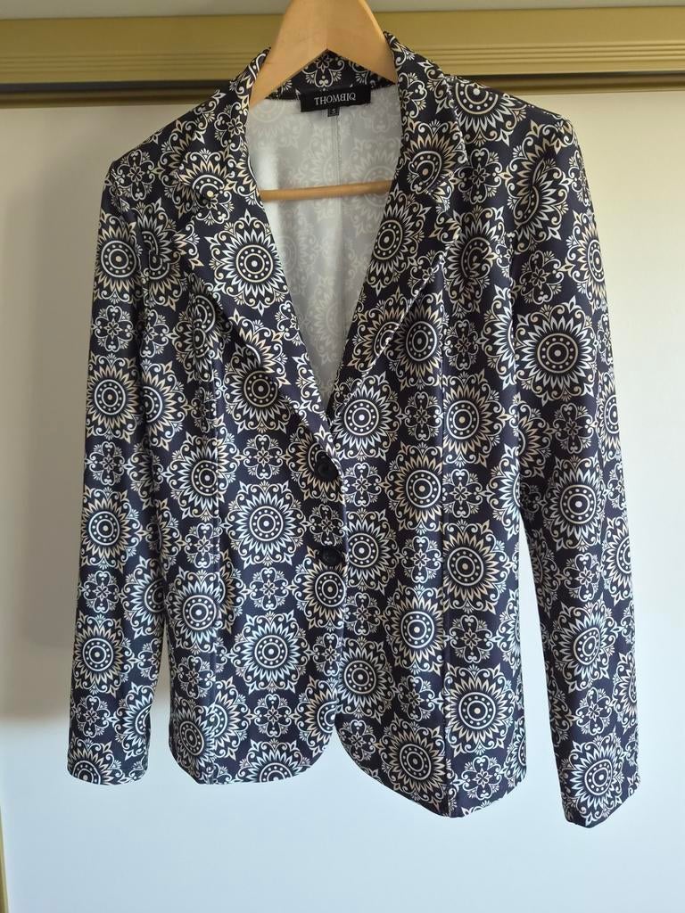 Dames blazer van stretch stof en met  print, Zwart, Jasje, Maat 36 (S), Gedragen
