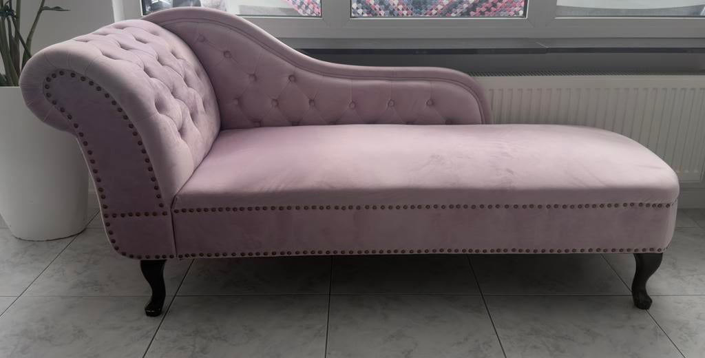 Luxe chaise longue/chaise lounge roze elegante ligbank, Ophalen, Gebruikt, Stof