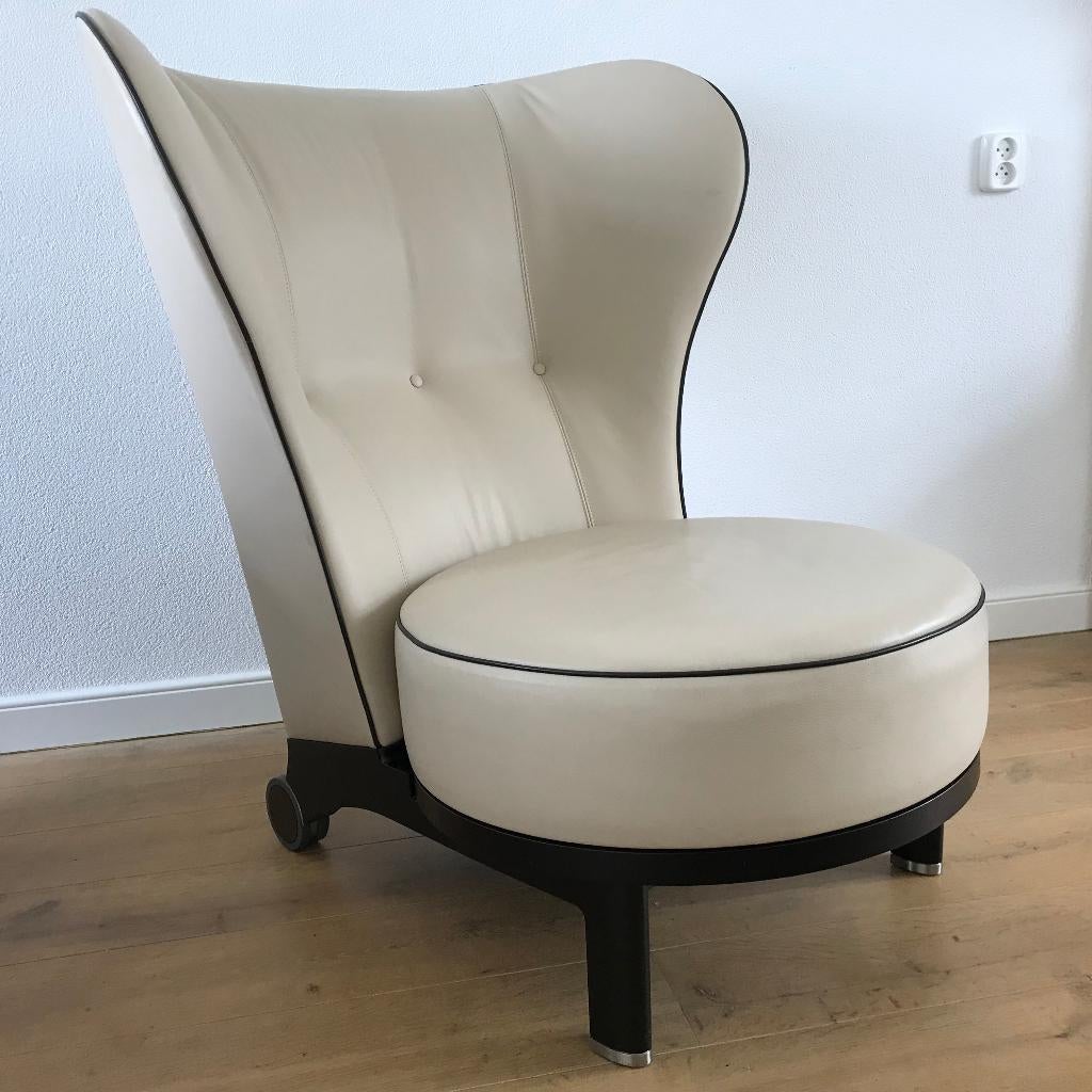 5 Giorgetti Rea Bergere fauteuil stoel design vintage leer, Gebruikt, Ophalen of Verzenden, Nvt, Nvt