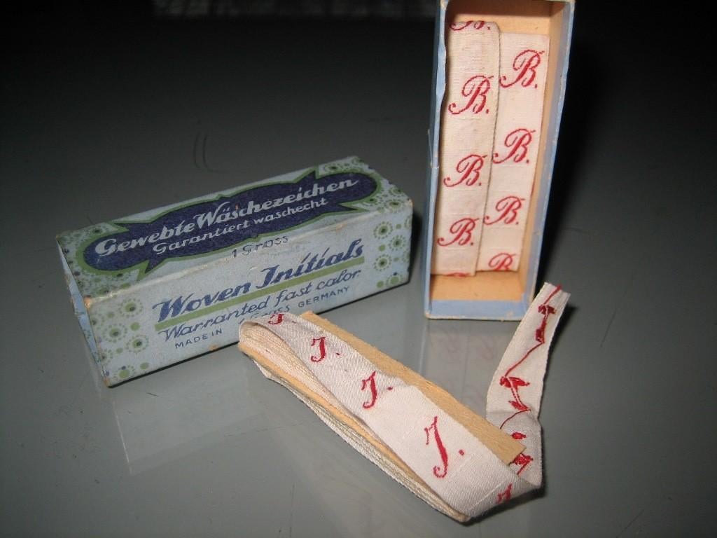 Vintage Box with Woven Initials made in Germany, Ophalen of Verzenden