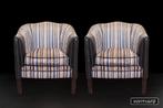 Engelse Art Deco clubchairs, Ophalen, 75 tot 100 cm, Zo goed als nieuw, Leer
