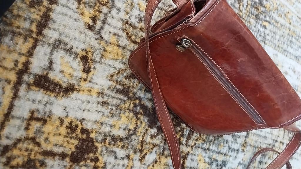 The Bridge handtas, bruin leer, verstelbare riem, Ophalen of Verzenden, Gebruikt, Bruin, Handtas