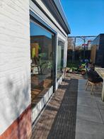 Meranti hardhouten schuifpui incl. hor 4,3 x 2,4 meter, Gebruikt, 225 cm of meer, Ophalen of Verzenden, Inclusief glas