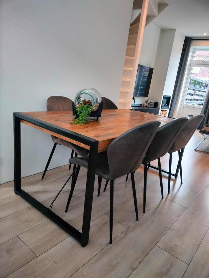 Industriële eettafel, Huis en Inrichting, Tafels | Eettafels, Gebruikt, 50 tot 100 cm, 150 tot 200 cm, Vijf personen of meer, Rechthoekig