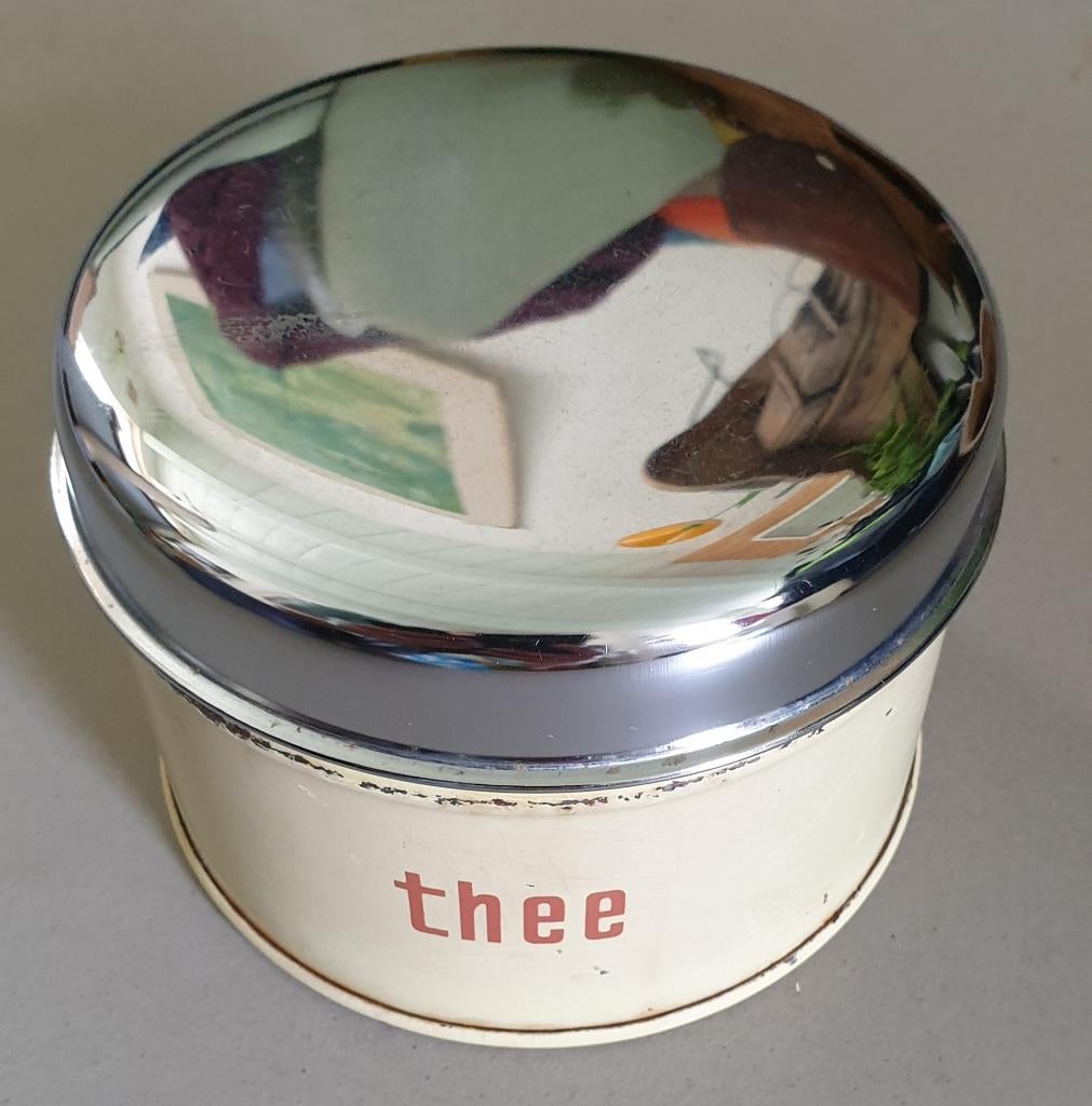 Retro Theeblik - Ø11cm, Hoogte 8cm, Ophalen of Verzenden, Gebruikt, Thee