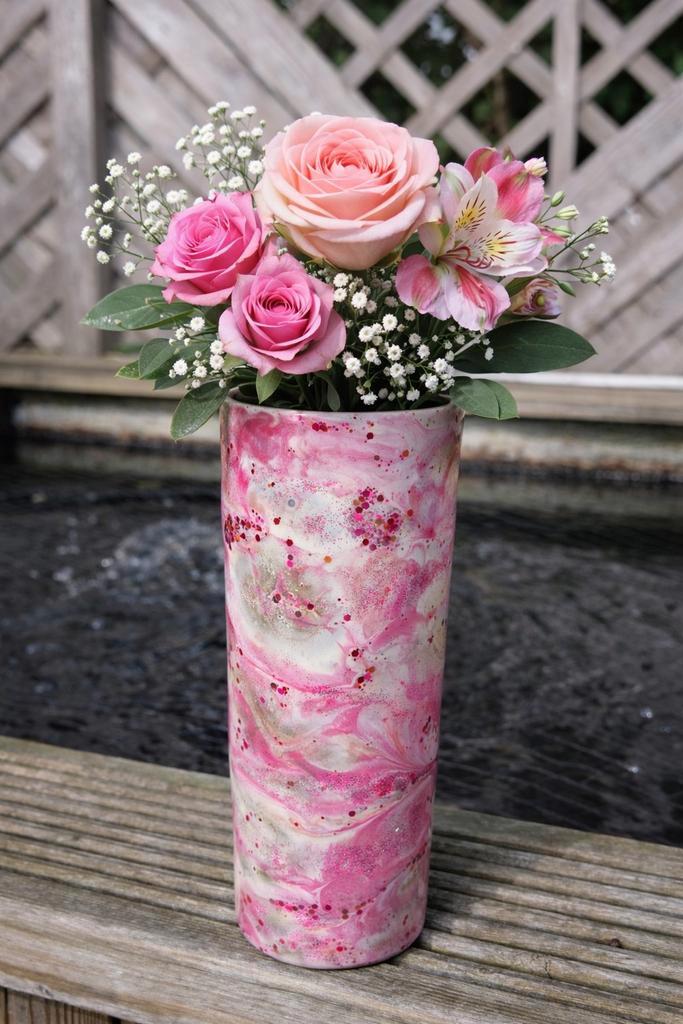 Unieke Handgemaakte Glitter Vaas - One of a Kind, Huis en Inrichting, Woonaccessoires | Vazen, Nieuw, Overige kleuren, Minder dan 50 cm