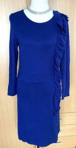 Juffrouw Jansen jurk maat M, Kleding | Dames, Jurken, Zo goed als nieuw, Maat 38/40 (M), Blauw, Onder de knie, Ophalen of Verzenden