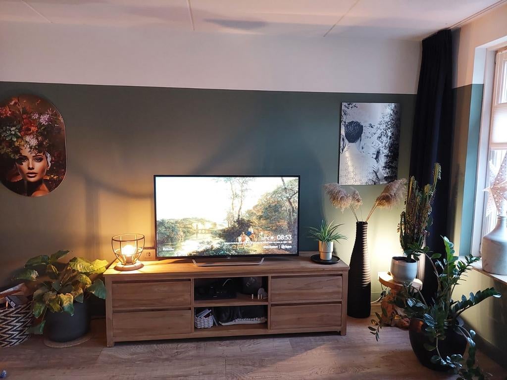 Mooi teakhouten TV meubel, Huis en Inrichting, Kasten | Televisiemeubels, Ophalen, 25 tot 50 cm, Minder dan 100 cm