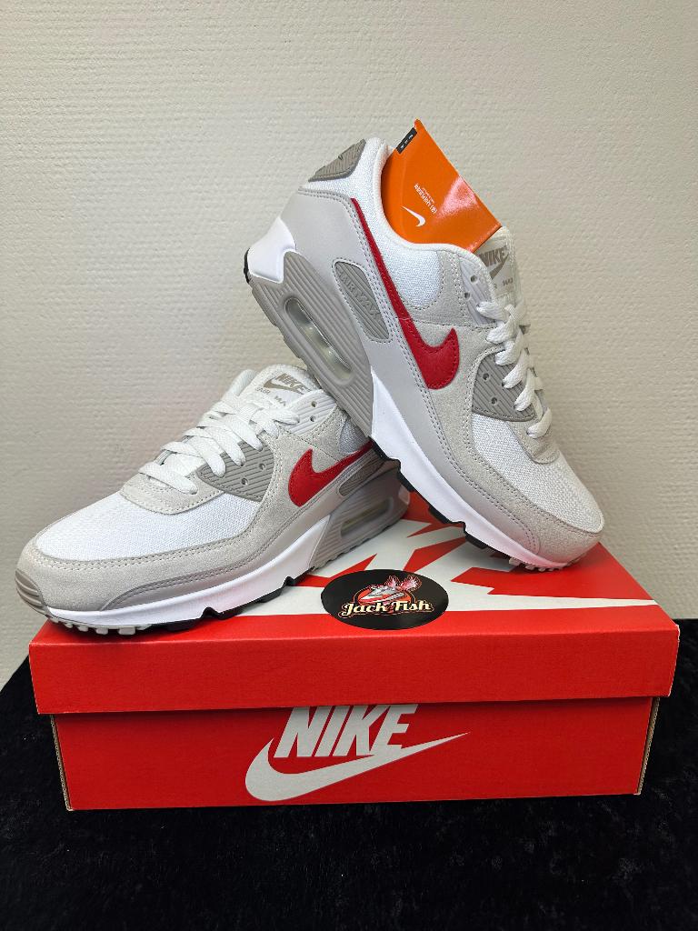 Air Max 90 - White Vast Grey University Red - Size 44, Overige kleuren, Ophalen of Verzenden, Sneakers of Gympen, Nieuw