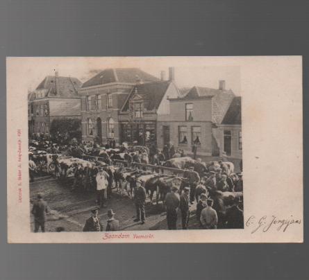 Zaandam Gedempte Gracht Veemarkt Uitg S Bakker, Ophalen of Verzenden, Voor 1920, Gelopen, Noord-Holland