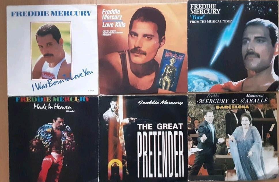 Freddie Mercury Vinyl Singles Collectie (6 stuks), 6 singles of meer, Ophalen of Verzenden, Gebruikt, Pop