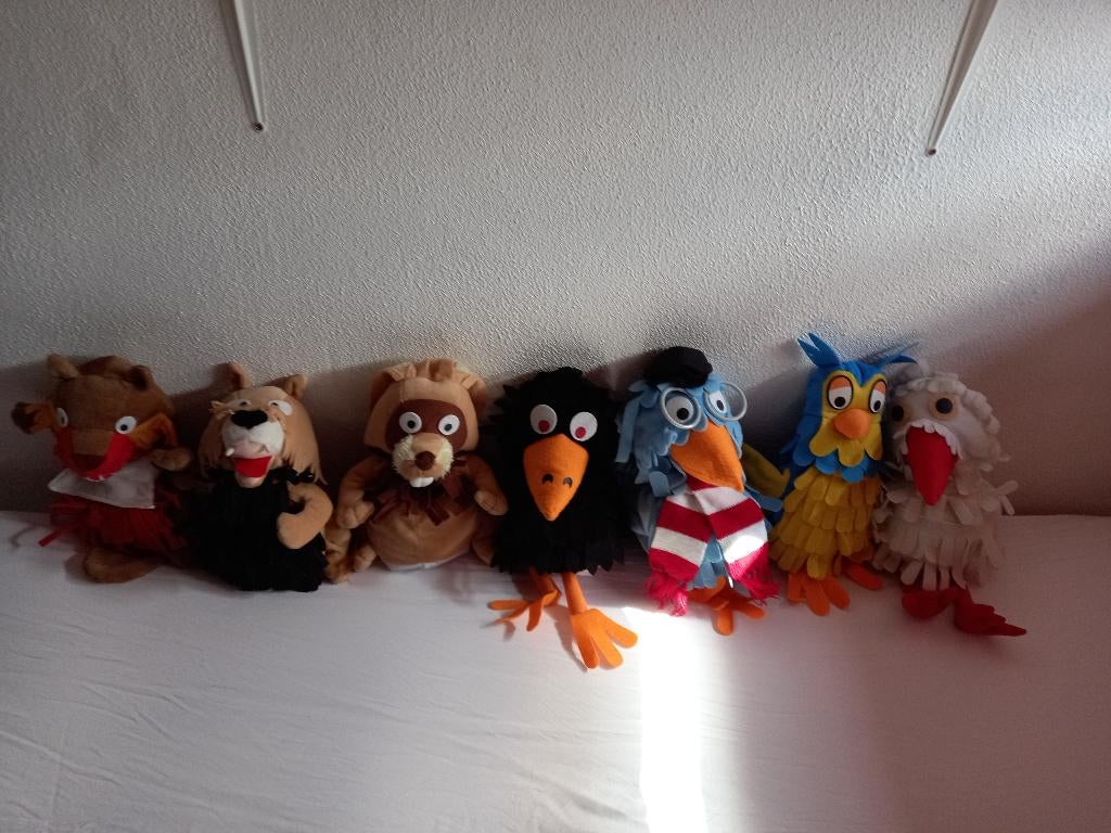 Fabeltjeskrant Handpoppen 7 stuks, Overige typen, Ophalen of Verzenden, Zo goed als nieuw, Middelgroot (20 tot 80 cm)