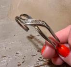 Vintage verzilverde strass zirkonia armband boho klemarmband, Overige materialen, Met strass, Ophalen of Verzenden, Zo goed als nieuw