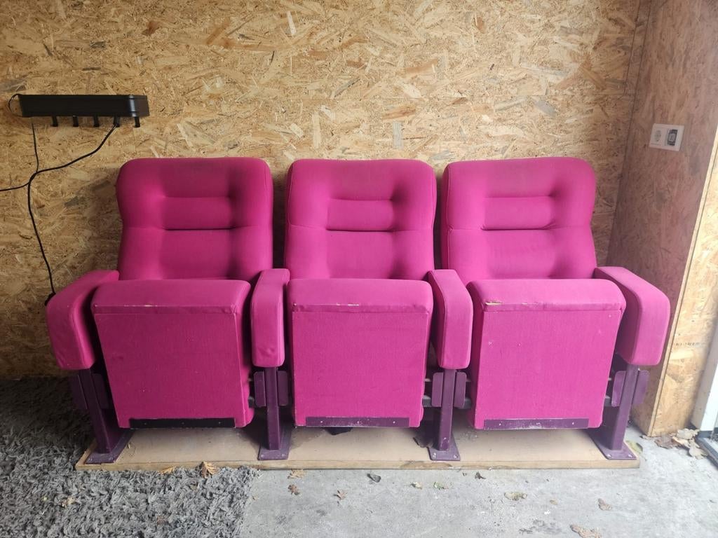 Set van 3 rode bioscoopstoelen, Ophalen, Gebruikt, Stof, Rood