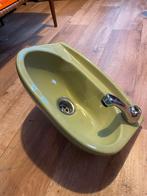 Groene Retro Wastafel - Klein en Charmant, Ophalen, Gebruikt, Wastafel