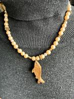 EM HISTORY BEADS ketting met parels en goyden vis- hanger, Wit, Nieuw, Ophalen of Verzenden, Overige materialen