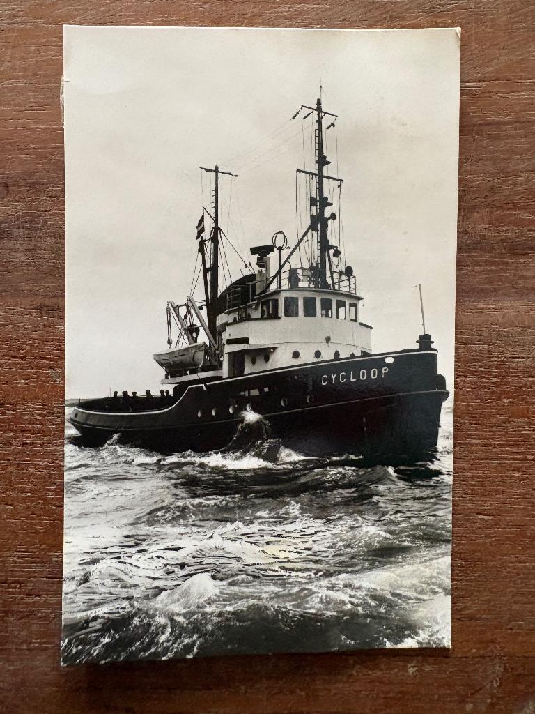 Ansichtkaart foto Motorsleepboot ‘Cycloop’ 1959, Ophalen of Verzenden, 1940 tot 1960