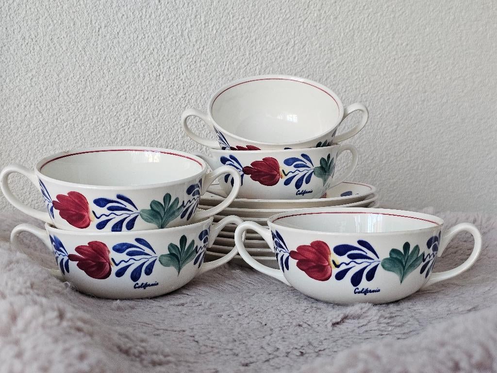 Vintage Boerenbont California Servies Mix & Match Set, Gebruikt, Overige typen, Ophalen of Verzenden, Aardewerk