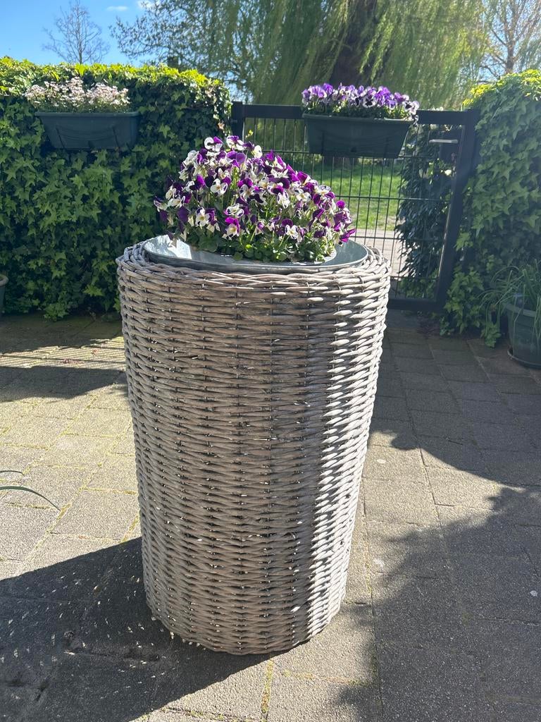 Rieten hoge plantenbak voor buiten, Tuin en Terras, Bloembakken en Plantenbakken, Ophalen, Overige materialen, Gebruikt, Minder dan 60 cm