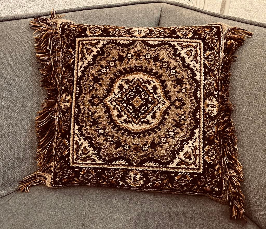 Vintage Smyrna kussen jaren ‘70, Ophalen of Verzenden, Zo goed als nieuw