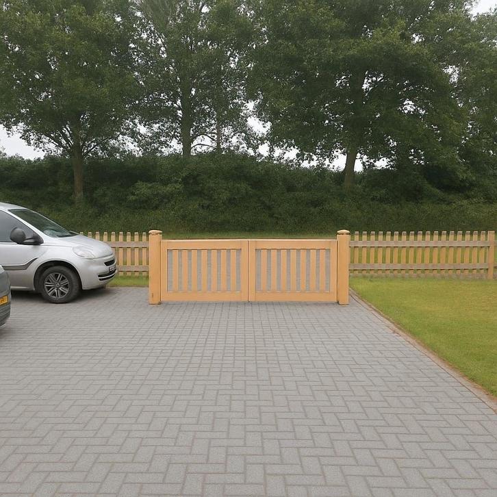Inrijpoort van 4 meter gezocht met inlooppoort, Tuin en Terras, Tuinhekken en Hekwerk, Nieuw, Tuinhek, Hout, Met poort, Ophalen of Verzenden