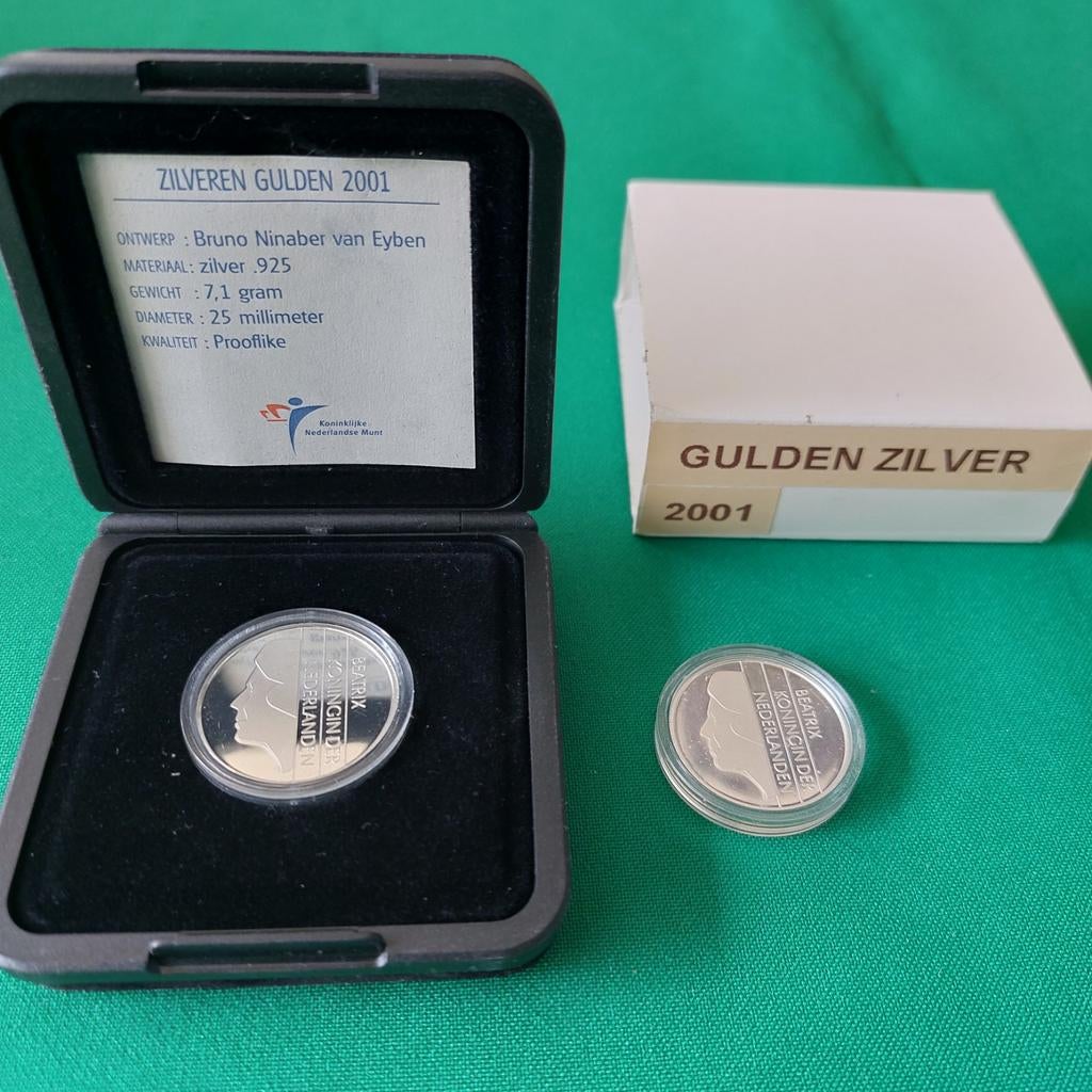 2x zilveren gulden 2001, Ophalen, Koningin Beatrix, 1 gulden