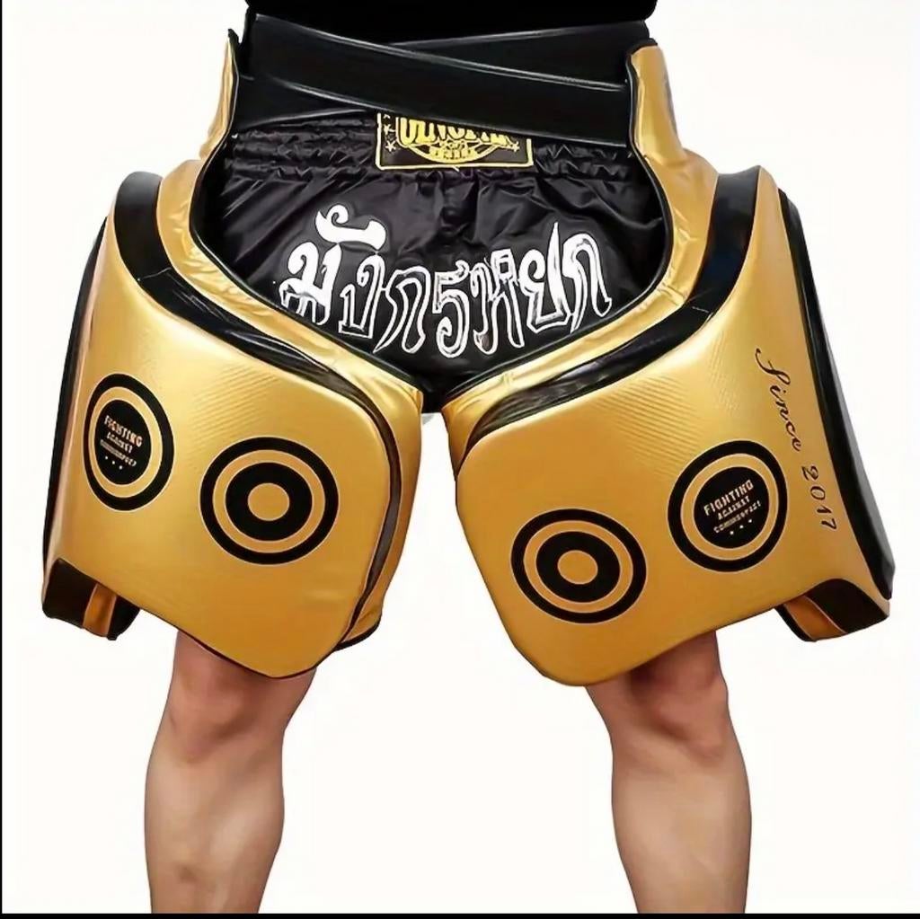 Professionele Low Kick Pads voor Kickboksen - Goud/Zwart, Overige, Maat XL, Vechtsportbescherming, Nieuw