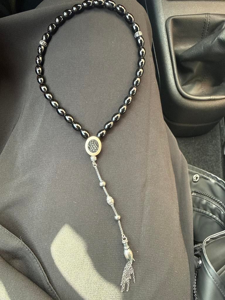 Tasbih van echt zilver, Gebruikt, Zwart, Ophalen of Verzenden, Met bedels of kralen