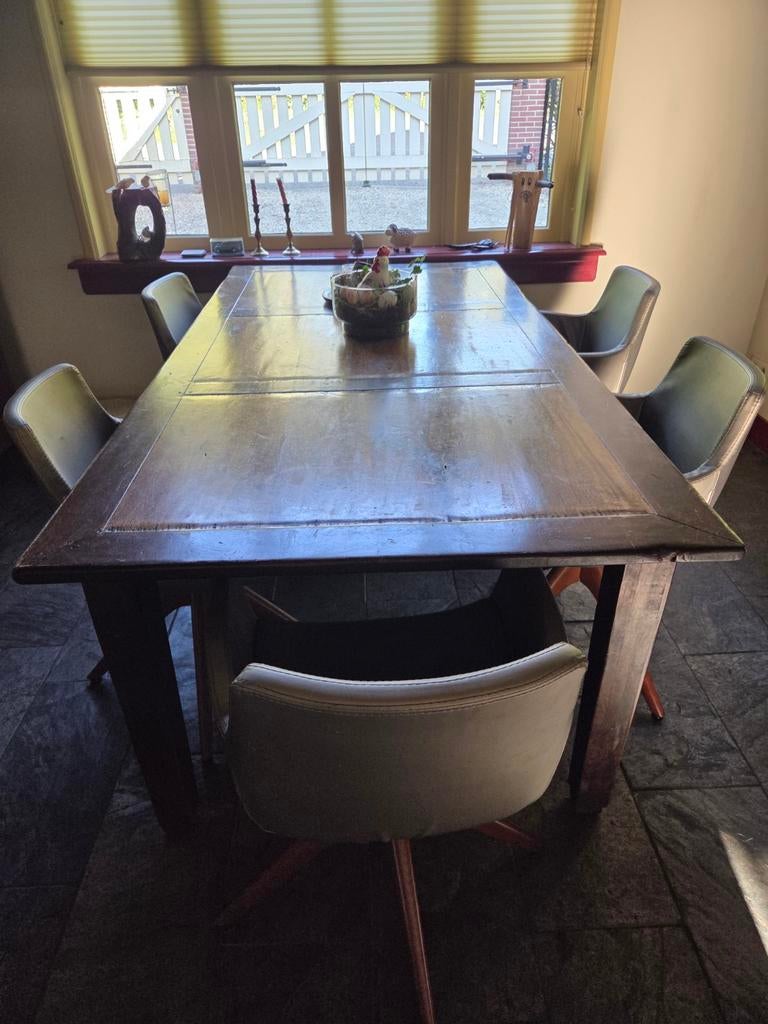 Koloniale houten eettafel rechthoek, Huis en Inrichting, Tafels | Eettafels, Gebruikt, 100 tot 150 cm, 200 cm of meer, Vijf personen of meer