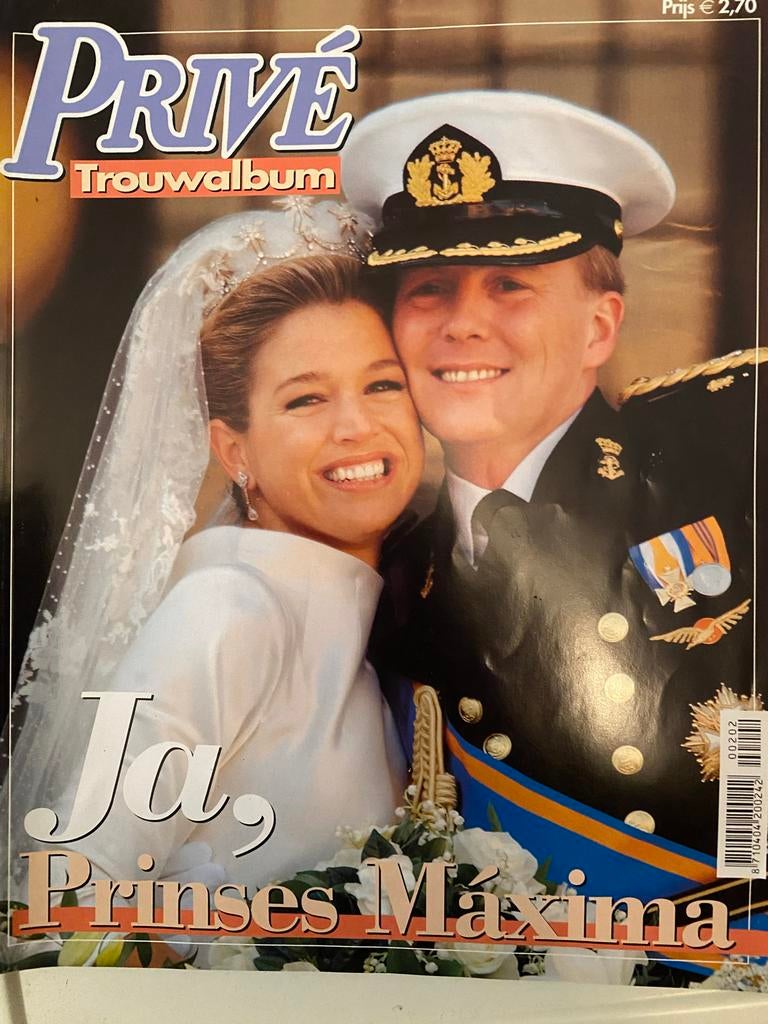 2 Tijdschriften Huwelijk Maxima en Willem Alexander, Ophalen of Verzenden, Gelezen, Gossip of Showbizz