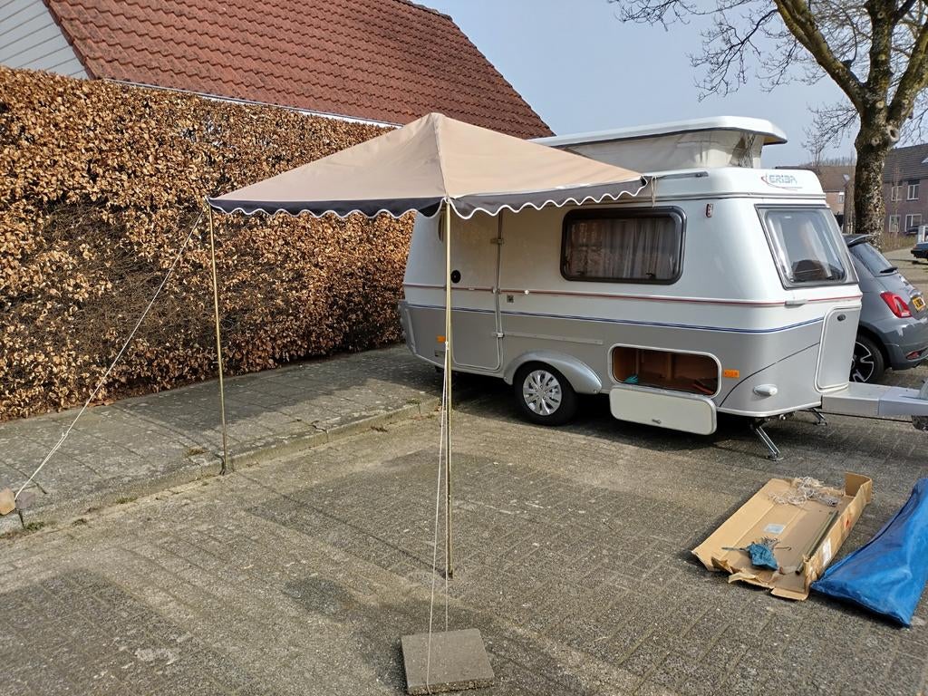 Luifel, retro, voor hefdak caravan incl frame en zijwand, Caravans en Kamperen, Ophalen, Zo goed als nieuw