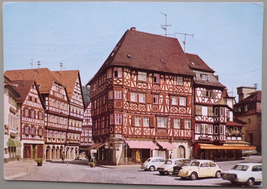 Mosbach - Duitsland - Markt - oude autos - VW Opel DS, Ophalen of Verzenden, 1960 tot 1980, Gelopen, Duitsland