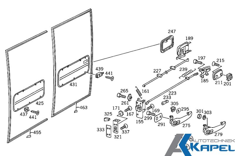 Deur rubber achter portieren Mercedes Dudo T2 hoog L of R -, Auto-onderdelen, Carrosserie en Plaatwerk, Nieuw