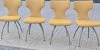 4 Leolux Callas design eetkamerstoelen Geel Grijs leer stof, Leolux vitra eames artifort stijl, Ophalen of Verzenden, Zo goed als nieuw