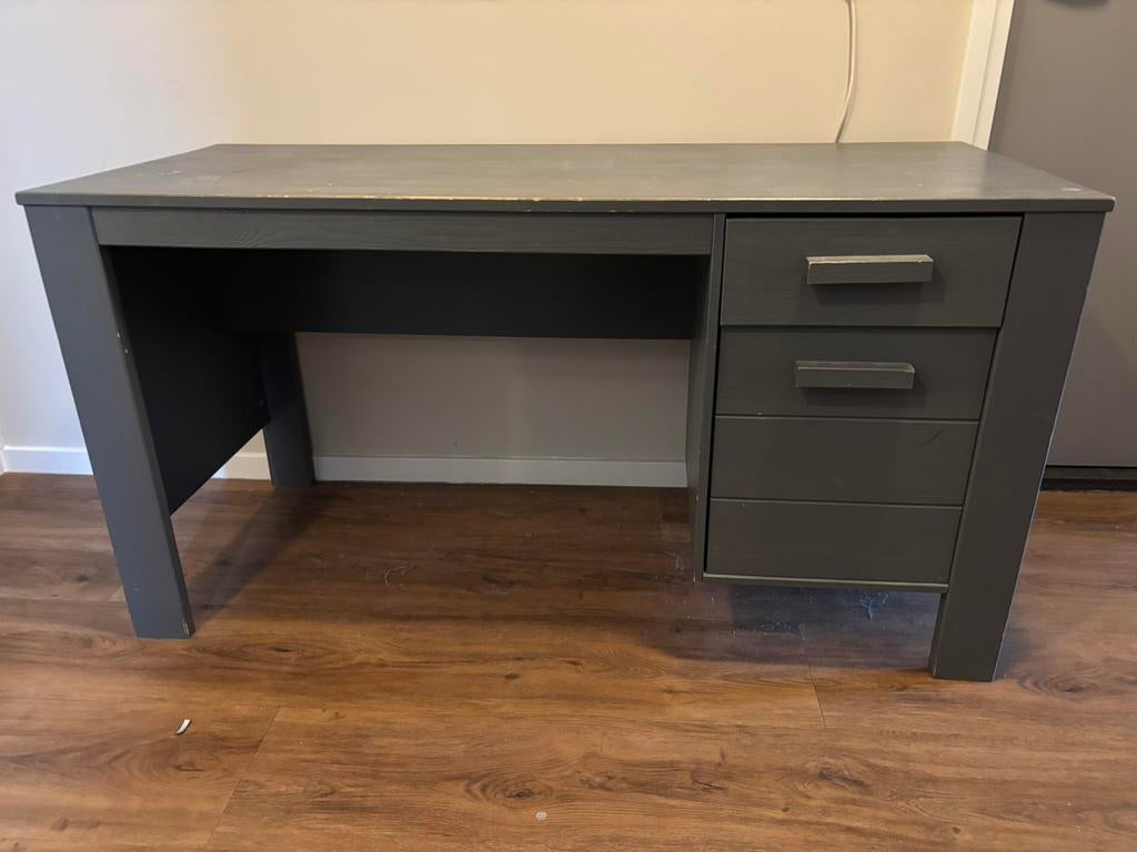 Bureau Woood Dennis staalgrijs, Met lades, Hout, 59 cm, Overige merken