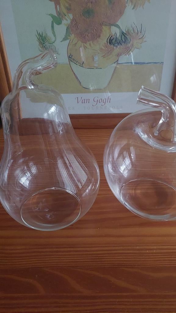 Glazen plantenpotjes in vorm van appel en peer, Ophalen of Verzenden, Zo goed als nieuw, Overige kleuren, Glas