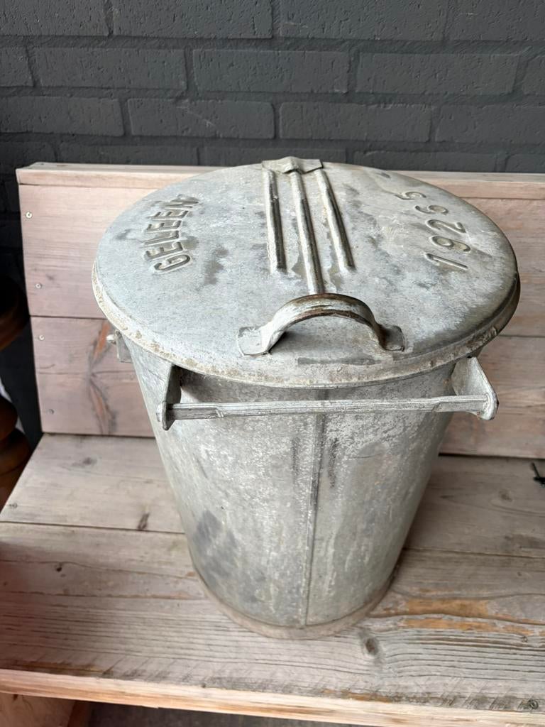Vintage ijzerenafval emmer Geleen, Ophalen, Zo goed als nieuw, Minder dan 10 liter, Metaal