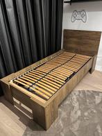 Bed Vedde met lattenbodem 90x200 cm, Huis en Inrichting, Slaapkamer | Bedden, 90 cm, Eenpersoons, Bruin, Ophalen of Verzenden
