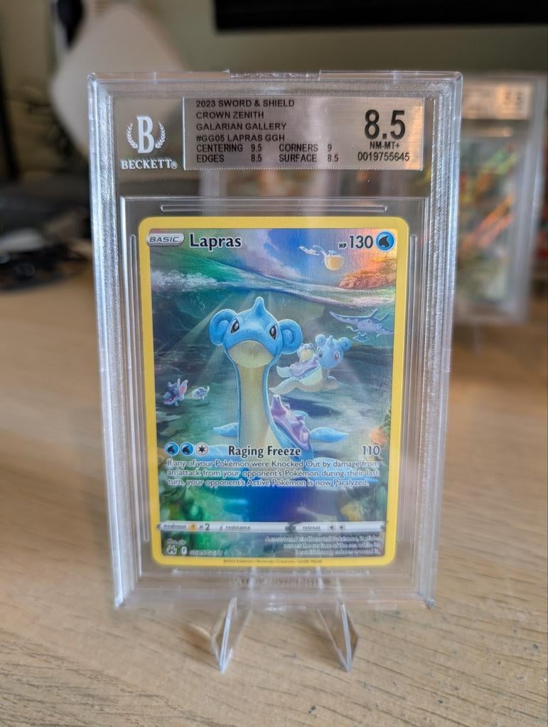 Lapras GG05/GG70 Pokémon Kaart - Beckett Graded 8.5, Ophalen of Verzenden, Zo goed als nieuw, Losse kaart, Foil