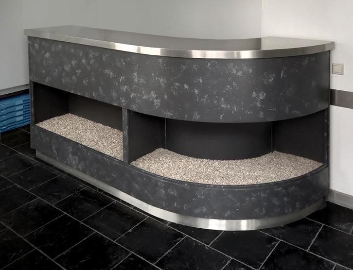 Receptie - Balie - Toonbank met RVS werkbladen, Zakelijke goederen, Kantoor en Winkelinrichting | Winkel en Inventaris, Ophalen