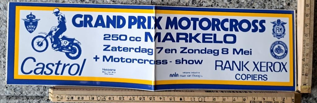Vintage sticker grand prix motorcross Markelo Castrol, Verzamelen, Ophalen of Verzenden, Zo goed als nieuw
