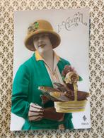 1925 1er Avril - dame met hoed en mandje vis (AA), Ophalen of Verzenden, 1920 tot 1940, Gelopen, Feest(dag)