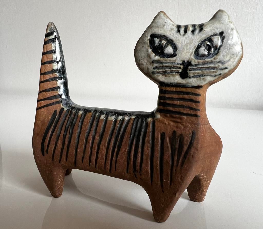Vintage Lisa Larson Gustavsberg Kat Lilla Zoo Jaren 70, Antiek en Kunst, Kunst | Designobjecten, Ophalen of Verzenden